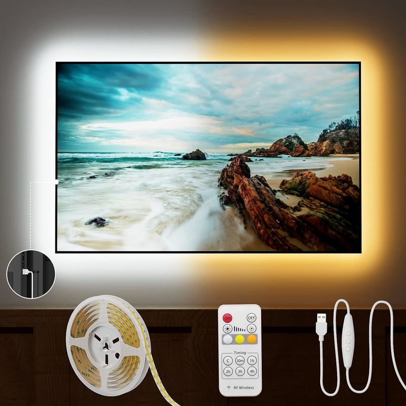 COB LED Strip Light CCT Tunable 560LEDs CRI90 2m Dimmable 2700K-6500K 24V LED Tape Lights Kit do sypialni pod szafą