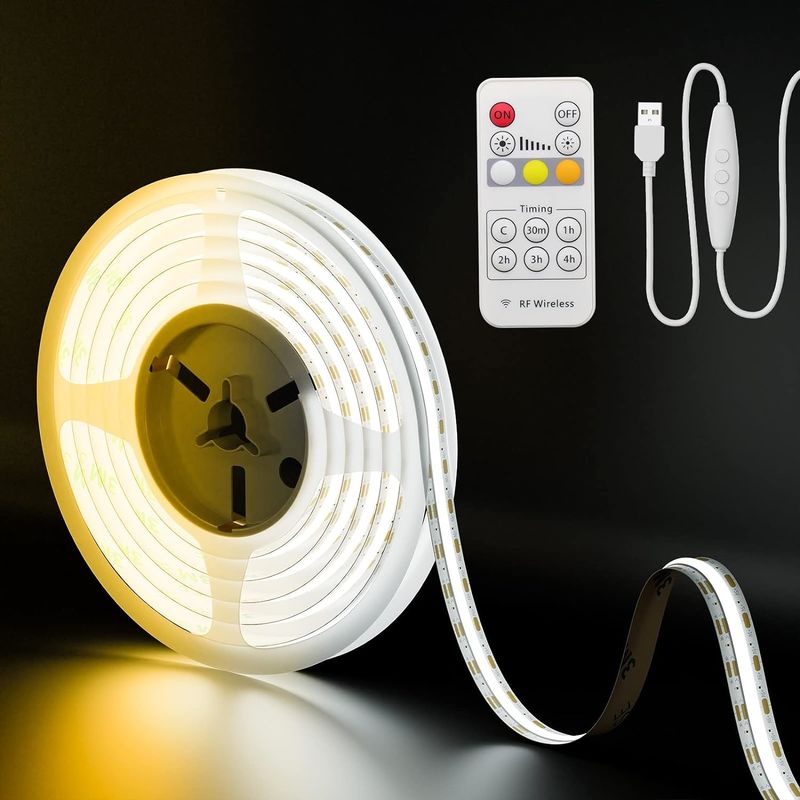 COB LED Strip Light CCT Tunable 560LEDs CRI90 2m Dimmable 2700K-6500K 24V LED Tape Lights Kit do sypialni pod szafą