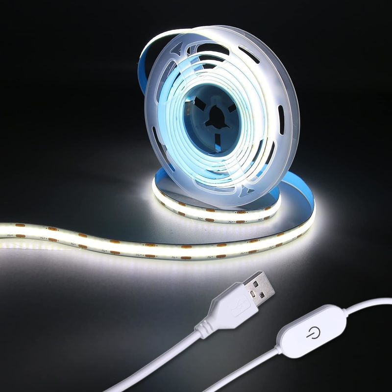 Hongtop COB Led Strip Lights 5V USB 6.56ft/2m 640LEDs Touch Stepless Dimmable 6000K Biały 13W