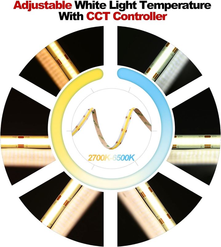 560LED COB LED Strip 90 CRI CCT Flexible COB 3M z adapterem i mini kontrolerem RF