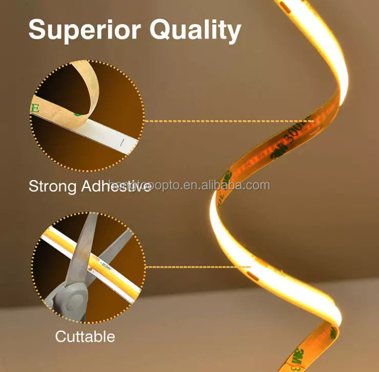 COB LED Strip 320leds 2024 hot selling Cuttable 12VDC CRI90 3000K 2700K 4000K 6000K COB led strip do salonu
