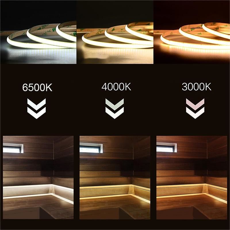 300LEDs Dampproof Customizable 90Ra No-voltage COB LED Strip With 4cm Cutting Length For Home Lighting