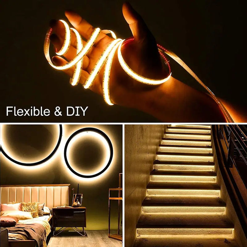 300LEDs Dampproof Customizable 90Ra No-voltage COB LED Strip With 4cm Cutting Length For Home Lighting