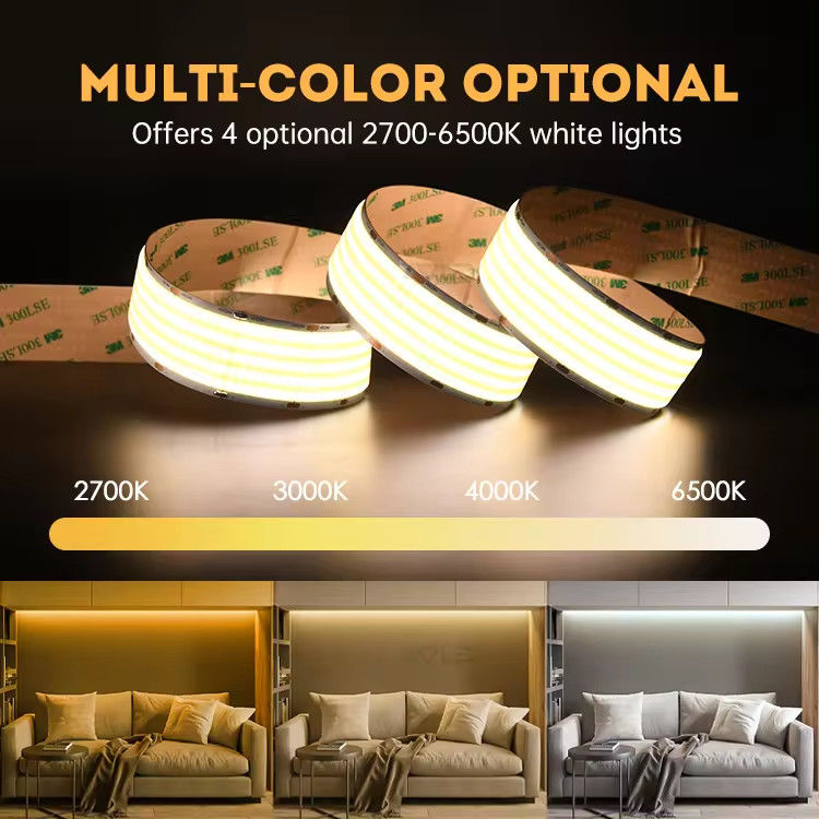 Nowy pojazd super szeroki 30mm szerokość 1600leds COB LED Strip 5 rzędów 40W/M 90 CRI 2700K 6500K COB LED Strip Lights do pomieszczeń