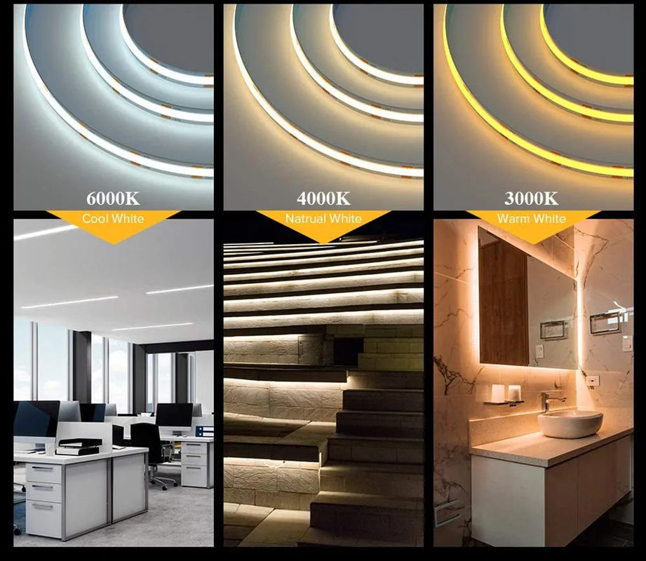 Gorąca sprzedaż 480leds 12W/M Dimmable IP20 90Ra COB LED Strip 12V/24V Wejście napięcie