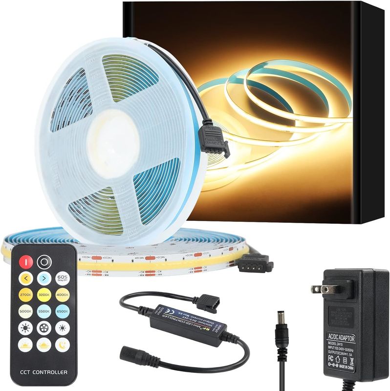 COB LED Strip Lights CCT (2700K-6500K Tunable) 2M 560LED/m CRI90 Led Tape Light Kit z pudełkowym opakowaniem