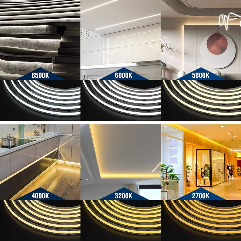 COB LED Strip Lights CCT (2700K-6500K Tunable) 2M 560LED/m CRI90 Led Tape Light Kit z pudełkowym opakowaniem