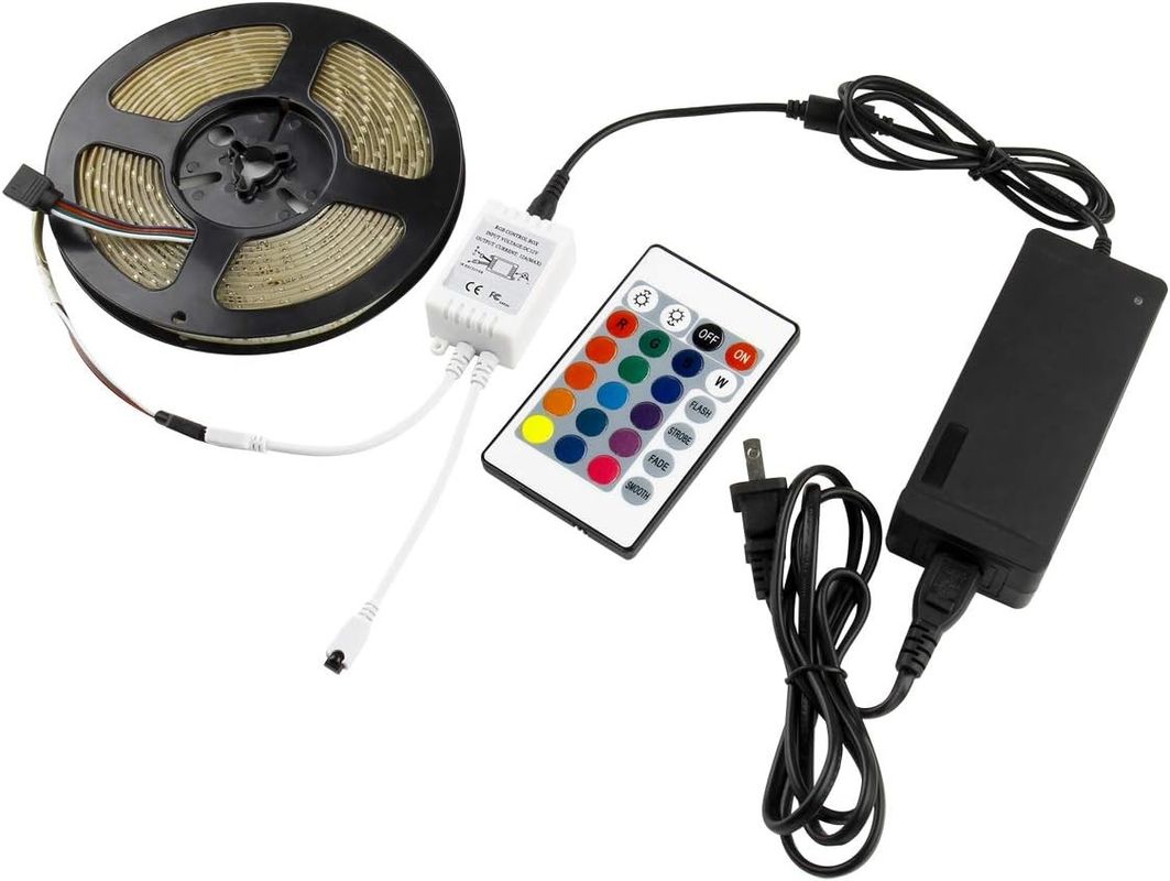 120 stopniowy kąt wiązki RGB LED Strip 5M SMD5050 24 klawisze IR Controller Dimmable Strip