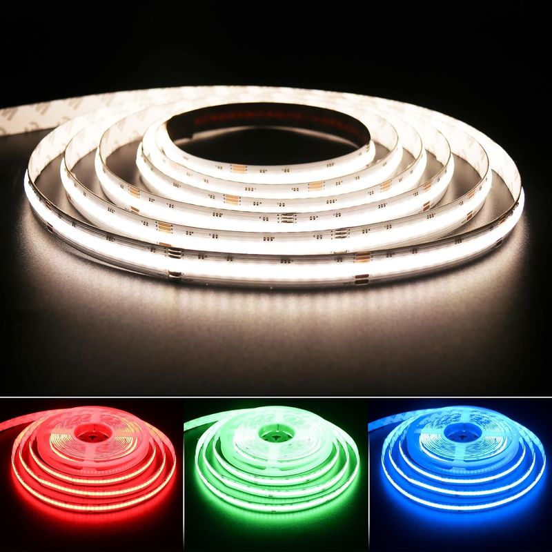 Zgaszalny pas LED RGBW COB o mocy 19 W z 784 diodami LED/m o klasyfikacji IP20 i sterowaniem DMX512/RF/Bluetooth/WiFi