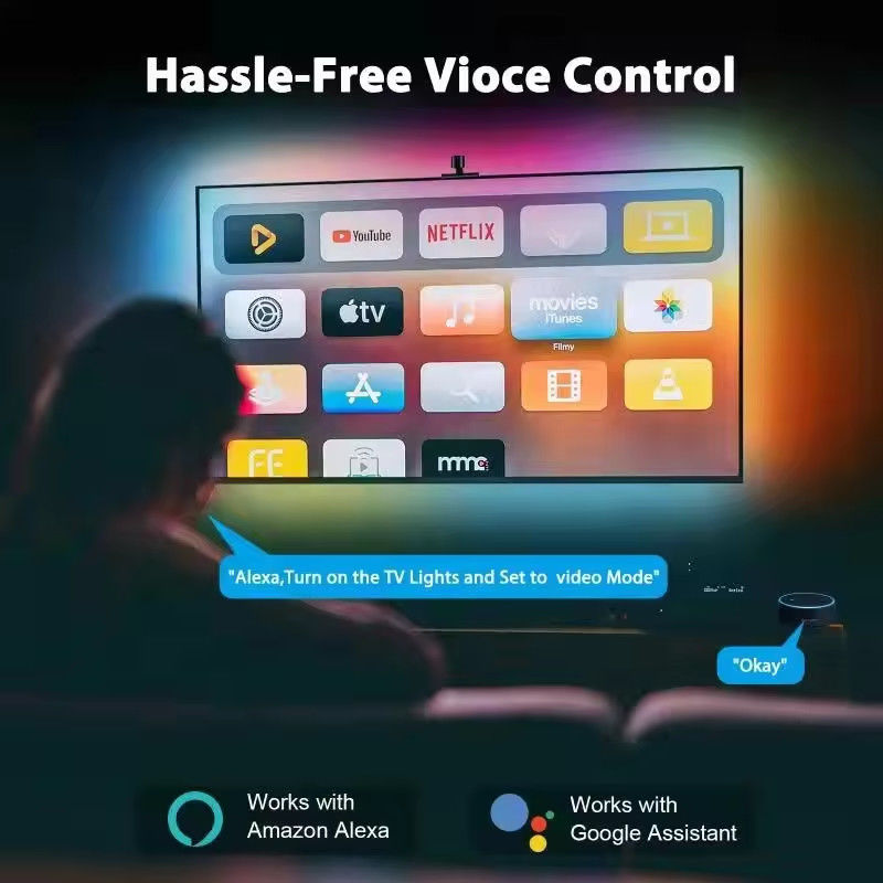 IP20 3,8m 12V RGBIC Ekran do gier wideo Akcesoria RGB Dekor Bar LED Smart TV Podświetlenie paski światła z kamerą do telewizora