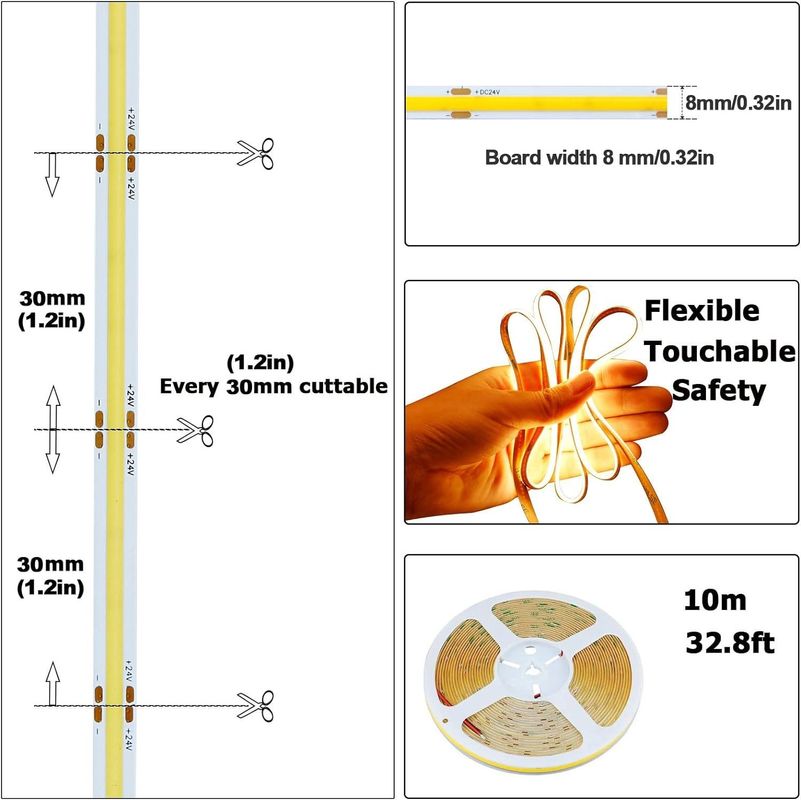 Dekoracja wewnętrzna zewnętrzna COB LED Strip Light High CRI 280 320/480