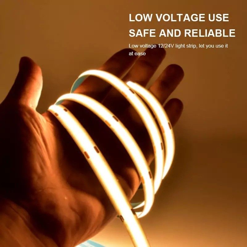 12V 24V wodoodporny IP65 IP67 IP68 CRI90 Zgaszający 5M elastyczny pas LED COB do pomieszczeń wewnętrznych