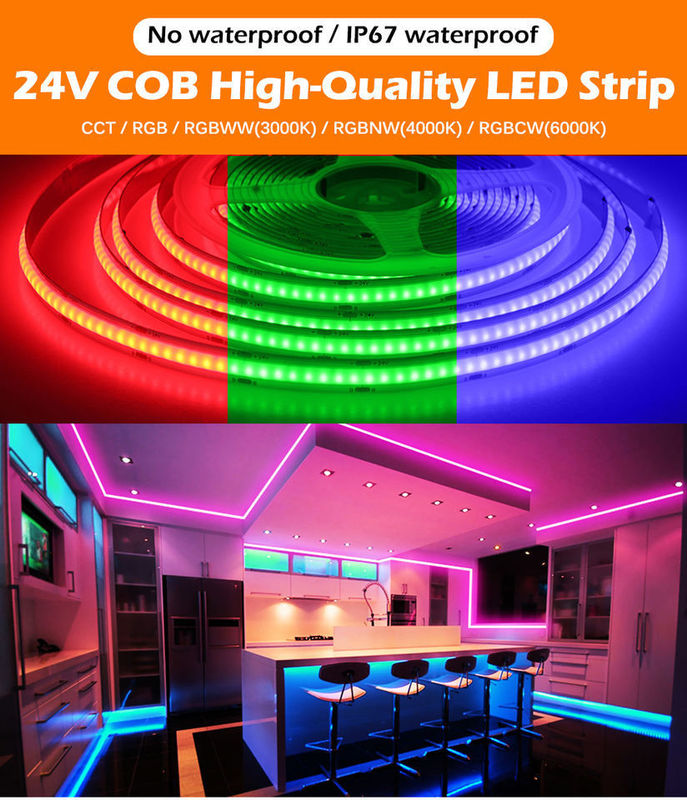 Taśma LED 5m/lot Smd 320 384 840leds/m wodoodporny elastyczny Cob Led Strip Dc 24v Ra90 RGBCCT 3000k 4000k 6000k