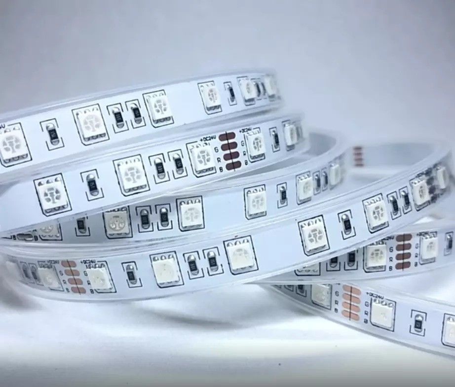 12w 12v 24v 10mm 60 Leds Rgb 5050 Smd Flexible Led Strip Light z wielobarwnymi