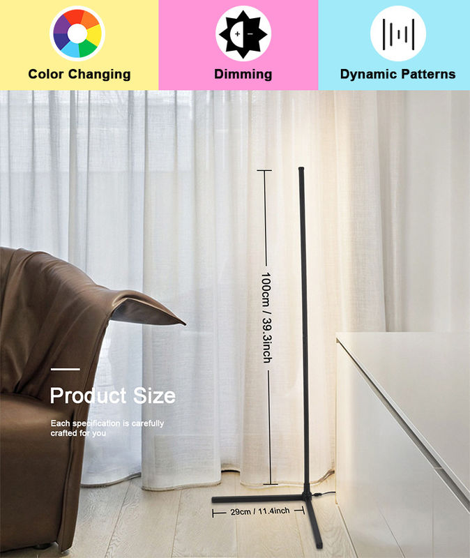 Home Hotel Lighting Dekoracyjna lampa podłogowa ze zmianą koloru RGB i metalowym cieniem szkła