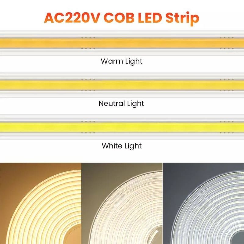 220v 280LED/m Biały/Ciepły Biały/Neutralny Biały COB LED Strip CE RoHS 100m 50m Wysokie napięcie