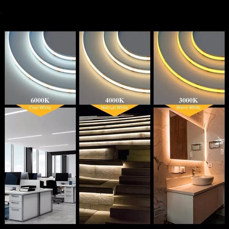 280 ledów / metr 12v 24v 220v Rgbw Cob Light Strip Cob Led Strip Długość 50 metrów / rolka