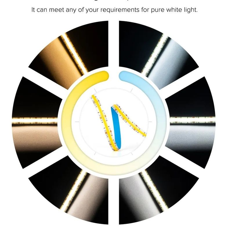 Zgaszający COB Led Strip 12V 24V W WW 2700K 6000K dla światła szafki 5M 16,4ft długości