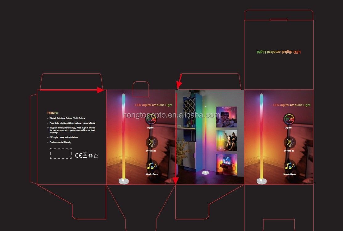 35*35*450mm RGB Kolorowa Lampa podłogowa LED do oświetlenia pomieszczeń sypialnych