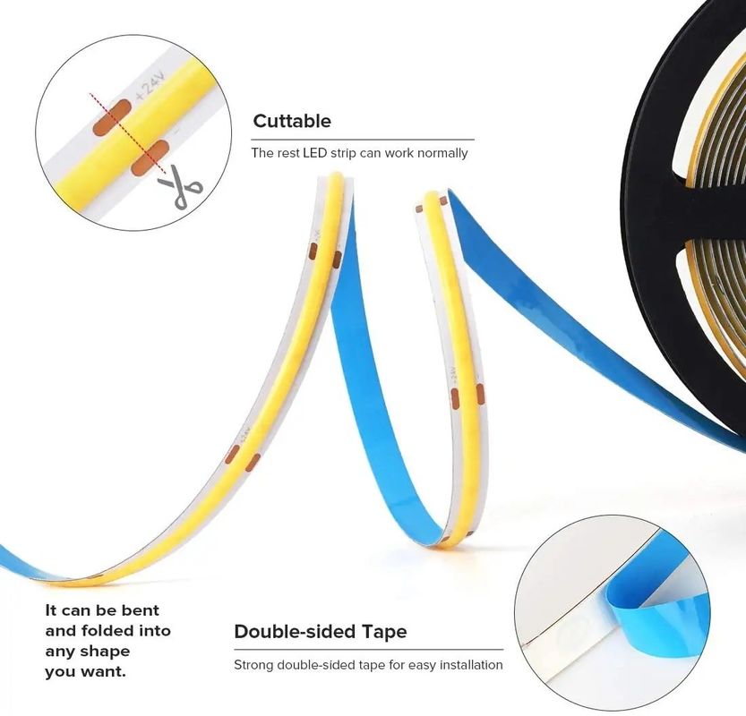 COB CRI 90 8MM 5MM LED Light Strip dla przedniego okna sklepu Podwójny tłumiciel wsparcia PCB