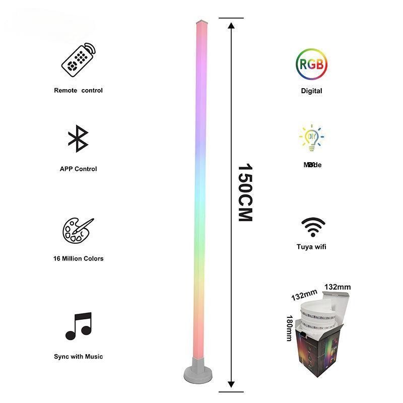 Metalowy Szklany Cienie Światło podłogowe 150cm Kolorowa Lampa podłogowa zdalnie sterowana do sypialni
