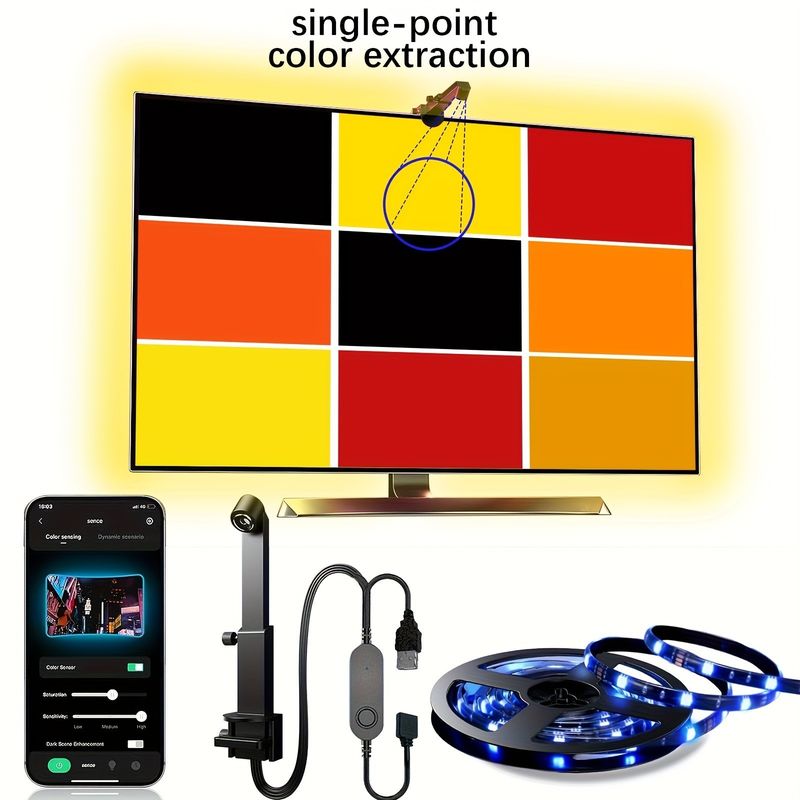 55-65 cali Alexa Google Home Ambient Smart App Wifi Immersion TV LED Backlights 3,8m 12,5ft ROLL z kamerą