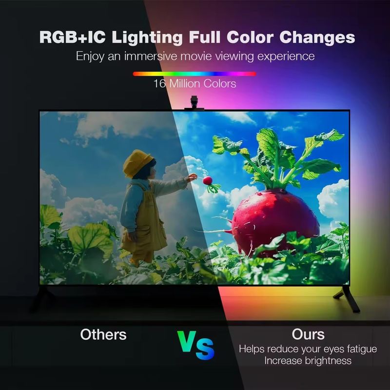RGB Dekor Bar LED Smart TV Podświetlenie paski światła z kamerą IP20 3.8m 12V dla telewizora