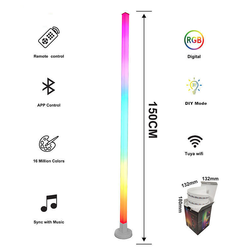 25000 godzin Żywotność 1.5M RGBIC LED podłogowa lampa do domowego oświetlenia dekoracyjnego