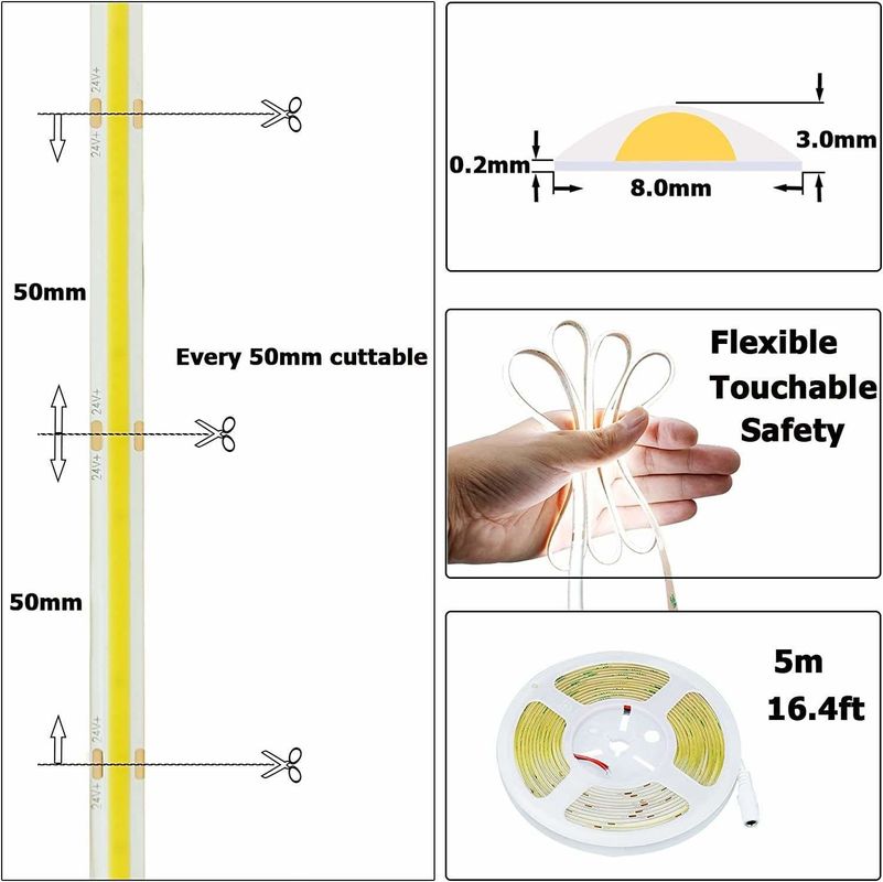 50000 godzin czasu pracy LED Strip Nowoczesny nowy projekt 24V/12V 0.015kg Masa produktu