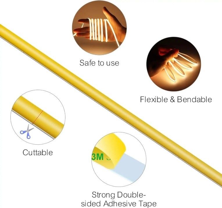 DC 12V 24V 5V Ultra wąskie 3mm bez kropek COB LED Strip Light do elastycznego oświetlenia