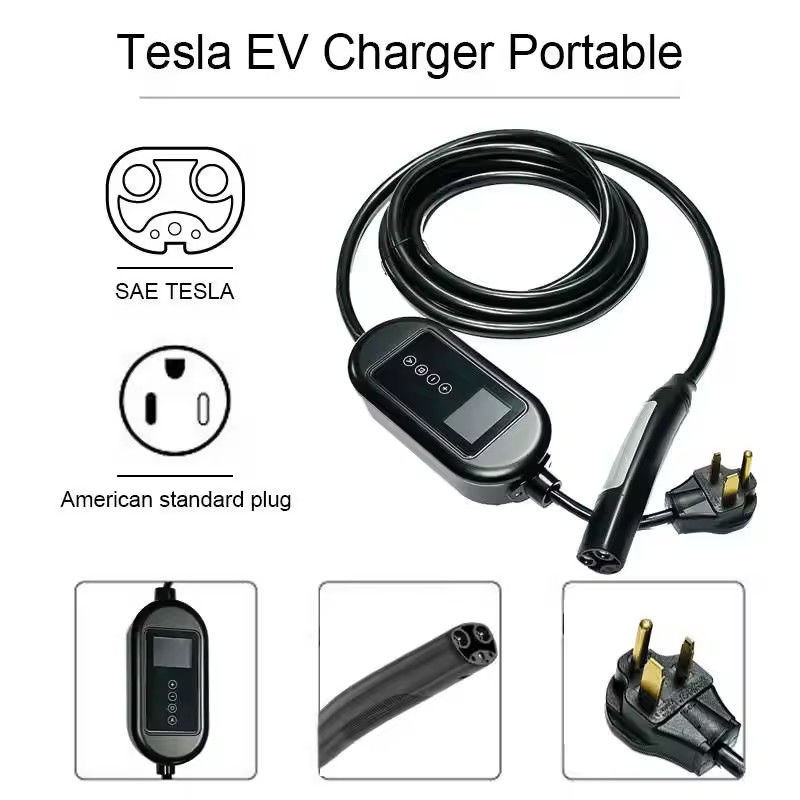 3Ładowarka elektryczna typu 2 o mocy 0,7 kW z lampą wskazującą LCD i kablem 4,5 M